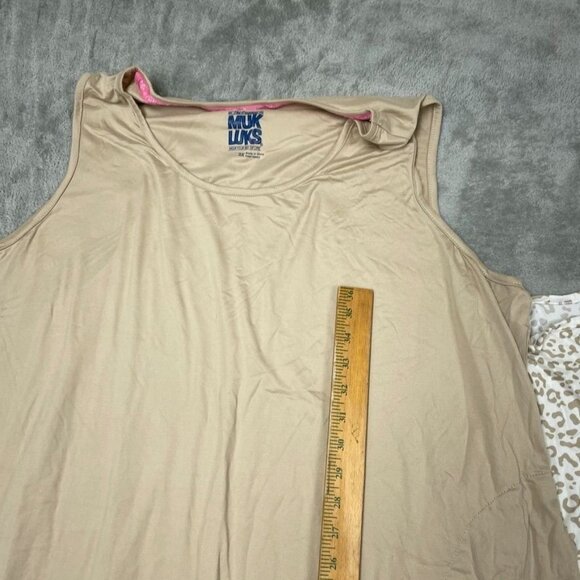 Muk Luks Womens 2-Pack Sleep Dress 3X Beige & Leopard Polyester Blend a0353 - Picture 2 of 7